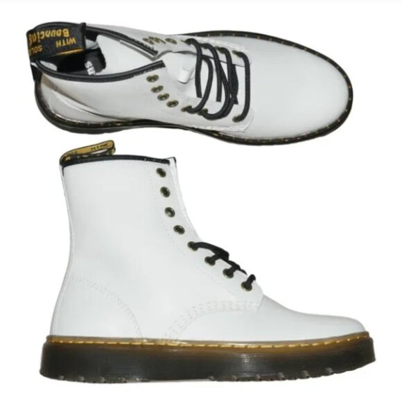 Dr. Martens White Combat Ankle Boots Women's Sizes 8 9 Smooth Leather CHRISTMAS - Picture 3 of 8